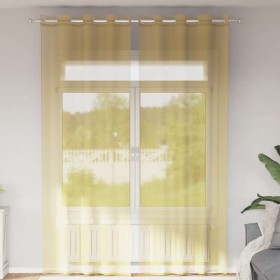 Cortinas de gasa con ojales 2 uds amarillo de , Cortinas y visillos - Ref: Foro24-4102136, Precio: 16,18 €, Descuento: %
