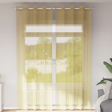 Cortinas de gasa con ojales 2 uds amarillo de , Cortinas y visillos - Ref: Foro24-4102136, Precio: 16,18 €, Descuento: %