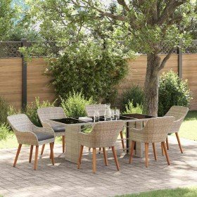 Conjunto de Comedor de Jardín 7 pcs Gris Claro ratán sintético en Mesas de jardín | Comprar online en Foru.es