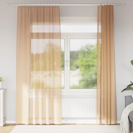 Cortinas de gasa con trabillas 2 uds arena 140x245 cm de , Cortinas y visillos - Ref: Foro24-4102309, Precio: 15,15 €, Descue...