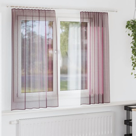 Cortinas de gasa con trabillas 2 uds morado 140x140 cm de , Cortinas y visillos - Ref: Foro24-4102291, Precio: 14,34 €, Descu...