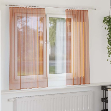 Cortinas de gasa con trabillas 2 uds terracota 140x140 cmq de , Cortinas y visillos - Ref: Foro24-4102321, Precio: 13,13 €, D...