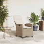Silla de jardín reclinable con mesa auxiliar ratán beige de , Sillas de jardín - Ref: Foro24-4108272, Precio: 130,98 €, Descu...