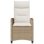 Silla de jardín reclinable con mesa auxiliar ratán beige de , Sillas de jardín - Ref: Foro24-4108272, Precio: 130,98 €, Descu...