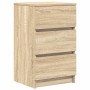 Mesilla de noche con 3 cajones roble Sonoma 39x35x65 cm de , Mesitas de noche - Ref: Foro24-861341, Precio: 72,26 €, Descuent...