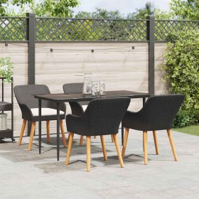 Conjunto de Comedor de Jardín 5 pcs Negro ratán sintético en Mesas de jardín | Comprar online en Foru.es