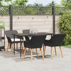 Conjunto de Comedor de Jardín 5 pcs Negro ratán sintético en Mesas de jardín | Comprar online en Foru.es