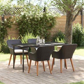 Conjunto de Comedor de Jardín 5 pcs Negro ratán sintético en Mesas de jardín | Comprar online en Foru.es