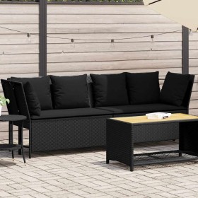 Sofás de jardín 3 piezas y cojines ratán sintético negro de , Sofás de exterior - Ref: Foro24-4104122, Precio: 263,44 €, Desc...