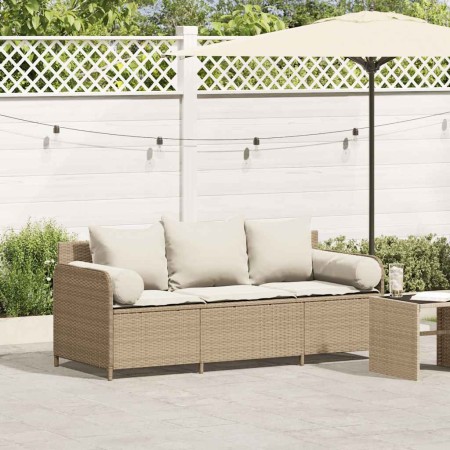 Sofá de jardín de 3 plazas con cojines ratán sintético beige de , Sofás de exterior - Ref: Foro24-4104176, Precio: 225,74 €, ...
