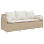 Sofá de jardín de 3 plazas con cojines ratán sintético beige de , Sofás de exterior - Ref: Foro24-4104176, Precio: 225,74 €, ...