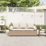 Sofá de jardín de 3 plazas con cojines ratán sintético beige de , Sofás de exterior - Ref: Foro24-4104176, Precio: 225,74 €, ...