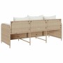 Sofá de jardín de 3 plazas con cojines ratán sintético beige de , Sofás de exterior - Ref: Foro24-4104176, Precio: 225,74 €, ...