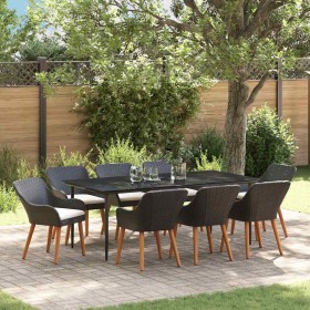 Conjunto de Comedor de Jardín 9 pcs Negro ratán sintético en Mesas de jardín | Comprar online en Foru.es