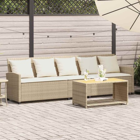 Sofá de jardín de 5 plazas con cojines ratán sintético beige de , Conjuntos de jardín - Ref: Foro24-4104115, Precio: 297,44 €...