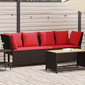 Sofá de jardín con cojines ratán sintético marrón de , Sofás de exterior - Ref: Foro24-4104129, Precio: 275,35 €, Descuento: %