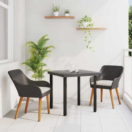 Conjunto de Comedor de Jardín 3 pcs Negro ratán sintético en Mesas de jardín | Comprar online en Foru.es