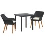 Conjunto de Comedor de Jardín 3 pcs Negro ratán sintético en Mesas de jardín | Comprar online en Foru.es