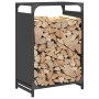 Leñero negro 44x28x65 cm Acero laminado en frío de , Bolsas y soportes de leña - Ref: Foro24-864195, Precio: 59,13 €, Descuen...