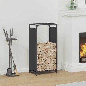 Leñero negro 44x28x90 cm Acero laminado en frío de , Bolsas y soportes de leña - Ref: Foro24-864207, Precio: 59,51 €, Descuen...