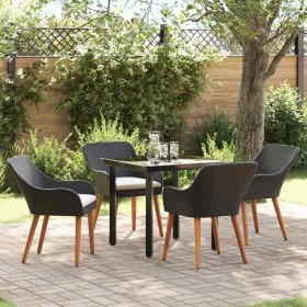 Conjunto de Comedor de Jardín 5 pcs Negro ratán sintético en Mesas de jardín | Comprar online en Foru.es
