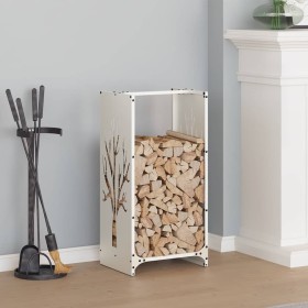 Leñero blanco 40x30x80 cm Acero laminado en frío de , Bolsas y soportes de leña - Ref: Foro24-864226, Precio: 58,81 €, Descue...