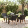 Conjunto de Comedor de Jardín 5 pcs Negro ratán sintético en Mesas de jardín | Comprar online en Foru.es