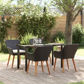 Conjunto de Comedor de Jardín 5 pcs Negro ratán sintético en Mesas de jardín | Comprar online en Foru.es