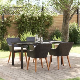 Conjunto de Comedor de Jardín 5 pcs Negro ratán sintético en Mesas de jardín | Comprar online en Foru.es
