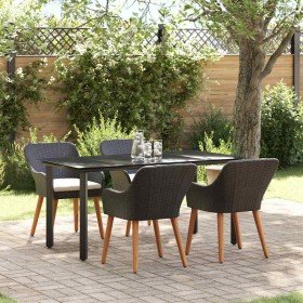 Conjunto de Comedor de Jardín 5 pcs Negro ratán sintético en Mesas de jardín | Comprar online en Foru.es