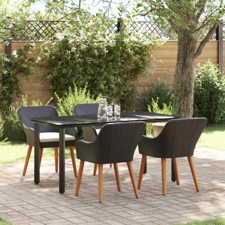 Conjunto de Comedor de Jardín 5 pcs Negro ratán sintético en Mesas de jardín | Comprar online en Foru.es