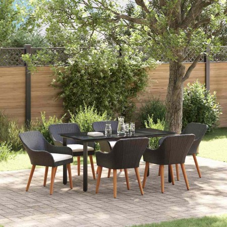 Conjunto de Comedor de Jardín 7 pcs Negro ratán sintético en Mesas de jardín | Comprar online en Foru.es