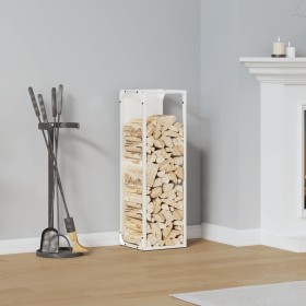 Leñero blanco 25x25x80 cm Acero laminado en frío de , Bolsas y soportes de leña - Ref: Foro24-864264, Precio: 44,01 €, Descue...