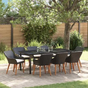 Conjunto de Comedor de Jardín 9 pcs Negro ratán sintético en Mesas de jardín | Comprar online en Foru.es