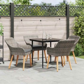 Conjunto de Comedor de Jardín 5 pcs Gris ratán sintético en Mesas de jardín | Comprar online en Foru.es