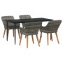 Conjunto de Comedor de Jardín 5 pcs Gris ratán sintético en Mesas de jardín | Comprar online en Foru.es