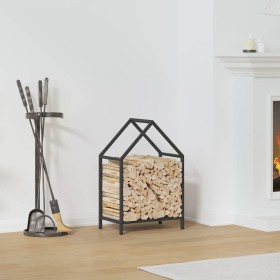 Leñero negro 40x25x60 cm Acero laminado en frío de , Bolsas y soportes de leña - Ref: Foro24-864291, Precio: 32,69 €, Descuen...
