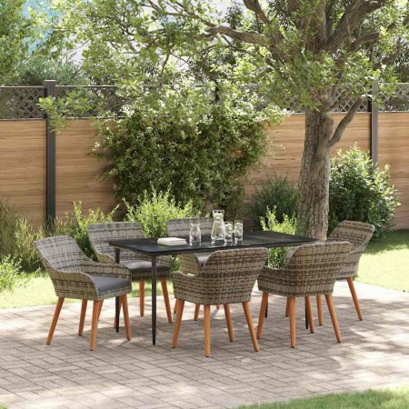 Conjunto de Comedor de Jardín 7 pcs Gris ratán sintético en Mesas de jardín | Comprar online en Foru.es