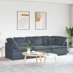 Sofá modular con cojines terciopelo gris oscuro de , Sofás - Ref: Foro24-3321280, Precio: 553,31 €, Descuento: %
