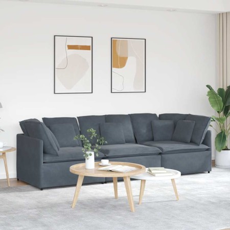 Sofá modular con cojines terciopelo gris oscuro de , Sofás - Ref: Foro24-3321280, Precio: 553,31 €, Descuento: %