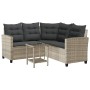 Sofá jardín forma de L con mesa y cojines ratán PE gris claro de , Sofás de exterior - Ref: Foro24-4103877, Precio: 310,76 €,...
