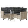 Sofá jardín forma de L con mesa y cojines ratán PE gris claro de , Sofás de exterior - Ref: Foro24-4103877, Precio: 310,76 €,...
