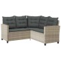 Sofá jardín forma de L con mesa y cojines ratán PE gris claro de , Sofás de exterior - Ref: Foro24-4103877, Precio: 310,76 €,...