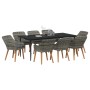 Conjunto de Comedor de Jardín 9 pcs Gris ratán sintético en Mesas de jardín | Comprar online en Foru.es