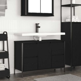 Mueble de lavabo con cajones roble negro 90x34,5x60 cm de , Tocadores de baño - Ref: Foro24-861887, Precio: 103,82 €, Descuen...