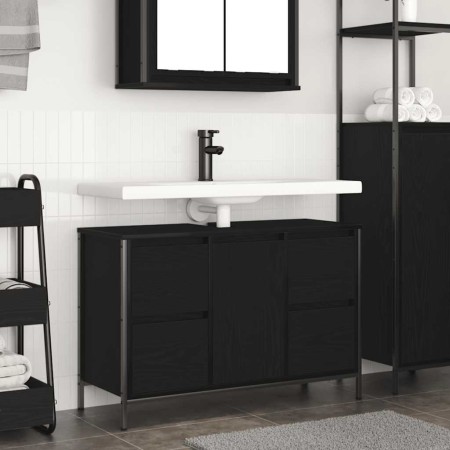 Mueble de lavabo con cajones roble negro 90x34,5x60 cm de , Tocadores de baño - Ref: Foro24-861887, Precio: 103,82 €, Descuen...