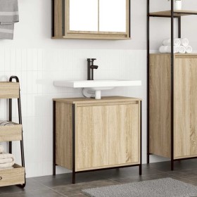 Mueble de baño con lavabo roble Sonoma 60x34,5x60 cm de , Tocadores de baño - Ref: Foro24-861893, Precio: 60,81 €, Descuento: %