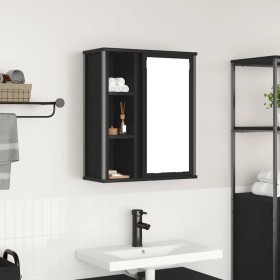 Mueble de baño de pared con espejo roble negro 50x21x60 cm de , Tocadores de baño - Ref: Foro24-861902, Precio: 66,50 €, Desc...