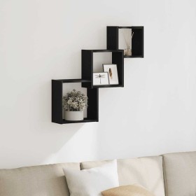 Estante cubos pared madera ingeniería roble negro 68x15x68 cm de , Estantes y estanterías - Ref: Foro24-862410, Precio: 33,69...