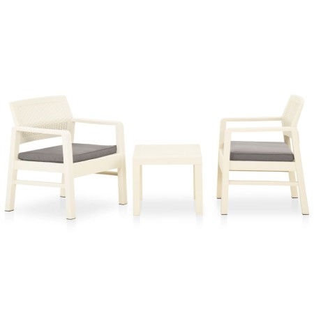 Set de muebles de jardín 3 piezas con cojines plástico blanco de vidaXL, Conjuntos de jardín - Ref: Foro24-315854, Precio: 14...